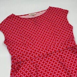 Boden Women's 8P‎ Cotton Red Pink Geometric Knee Length A-Line Pockets Dress